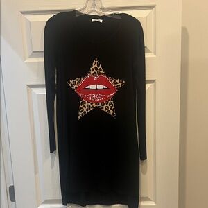 Lauren Moshi Black Dress with Red and Leopard Accents